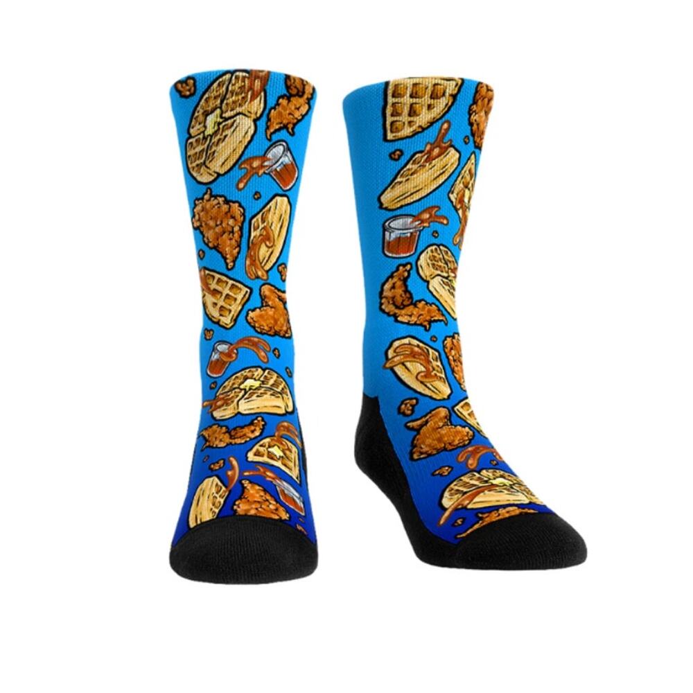 NWT  Chicken & Waffles Socks Chicken Novelty Socks New Gift Rock EM Adult S/M